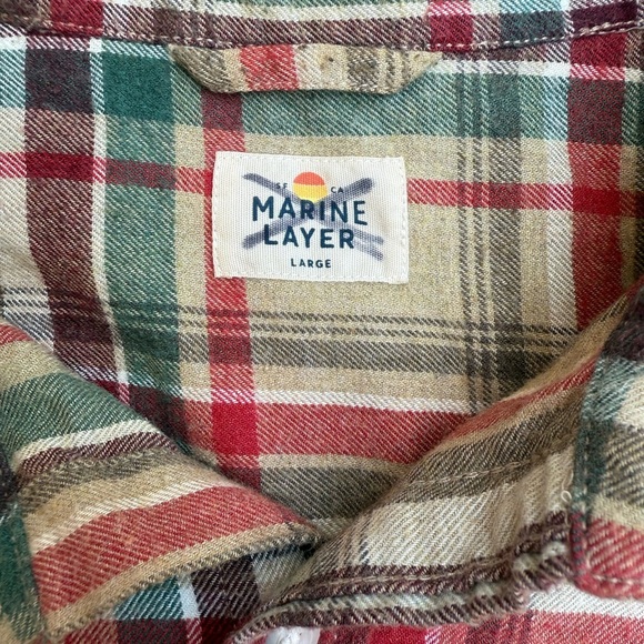 Marine Layer Men’s L Multicolor Plaid Flannel Shirt – Excellent Condition - Picture 2 of 8